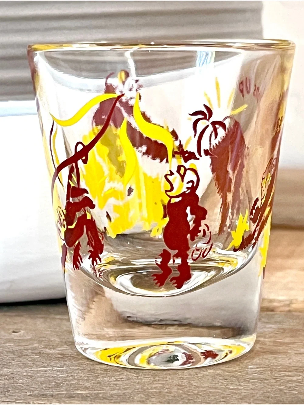 Vintage Mid Century Federal Glass Monkey Jungle Wrap Bottoms Up Shot Glass